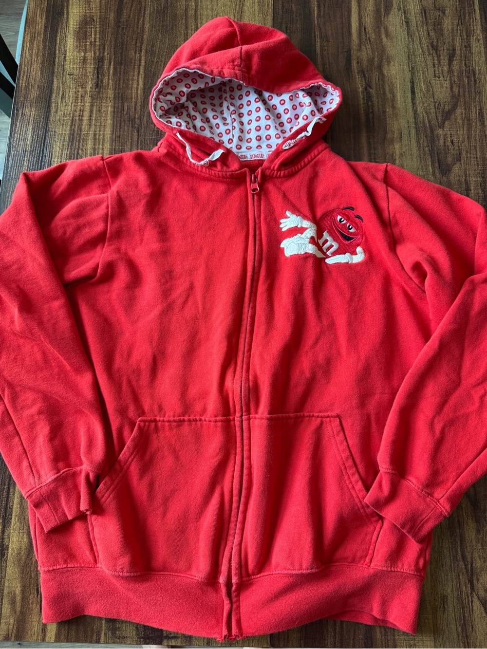 M&M'S Red Full-Zip Hoodie with Embroidered Red M&M Character